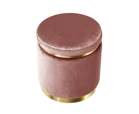 Round Velvet Foot Stool Ottoman Foot Rest Pouffe Padded Seat Pouf Bedroom Pink Artiss