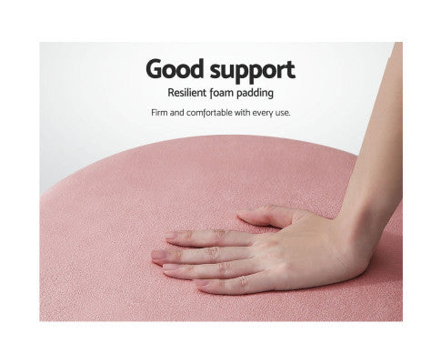 Round Velvet Foot Stool Ottoman Foot Rest Pouffe Padded Seat Pouf Bedroom Pink Artiss