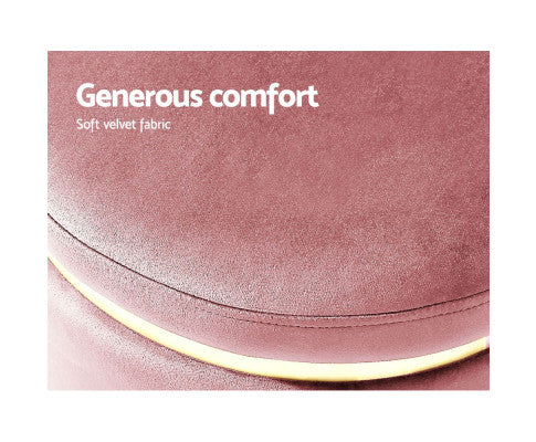 Round Velvet Foot Stool Ottoman Foot Rest Pouffe Padded Seat Pouf Bedroom Pink Artiss