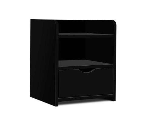 Bedside Table Drawer - Black Artiss