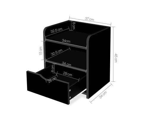 Bedside Table Drawer - Black Artiss