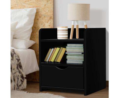 Bedside Table Drawer - Black Artiss