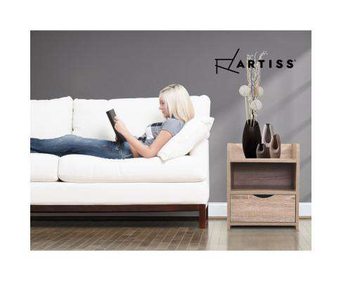 Bedside Table Drawer - Oak Brown Artiss