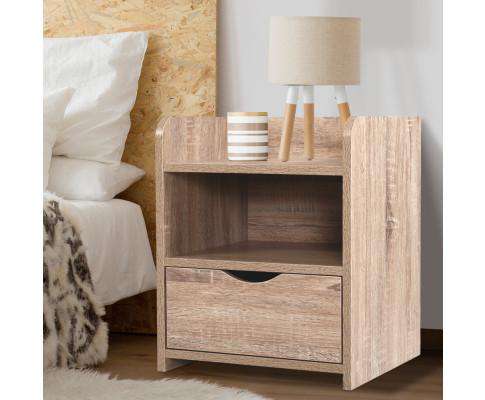 Bedside Table Drawer - Oak Brown Artiss