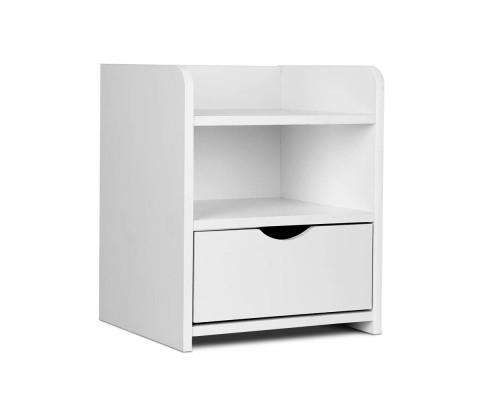 Bedside Table Drawer - White Artiss