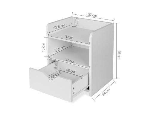 Bedside Table Drawer - White Artiss
