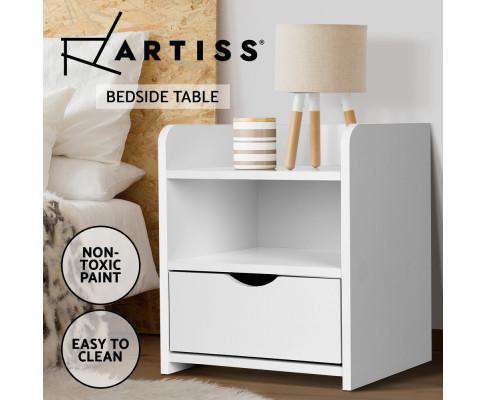 Bedside Table Drawer - White Artiss