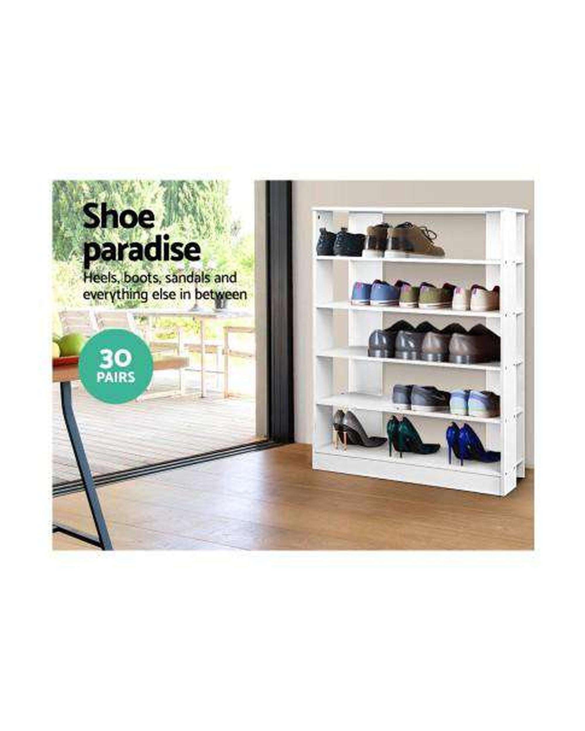 6-Tier Shoe Rack Cabinet - White Artiss