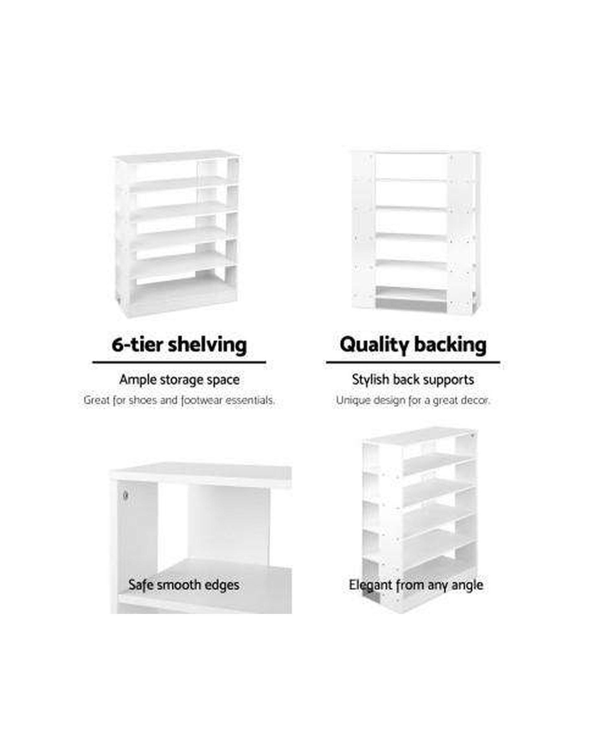 6-Tier Shoe Rack Cabinet - White Artiss
