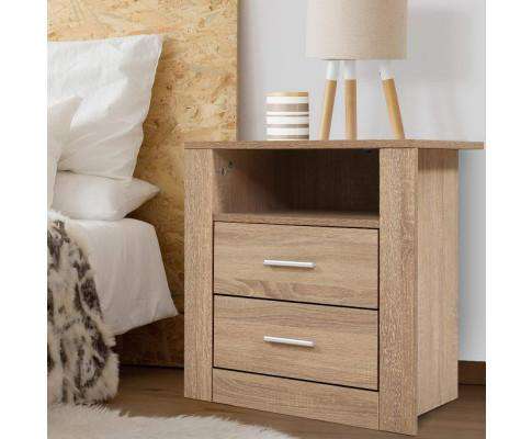 Bedside Tables Drawers Storage Cabinet Shelf Side End Table Oak Artiss