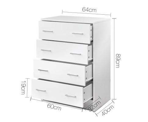 Tallboy Four Drawers - White Artiss