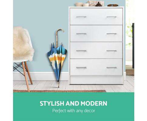 Tallboy Four Drawers - White Artiss