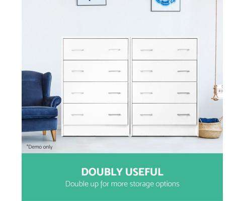 Tallboy Four Drawers - White Artiss