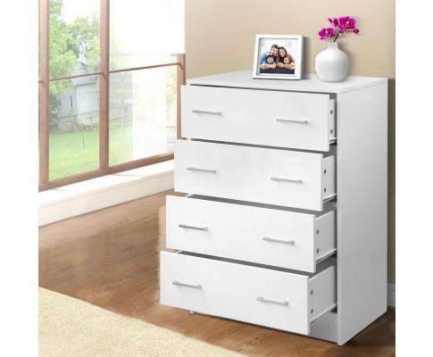 Tallboy Four Drawers - White Artiss