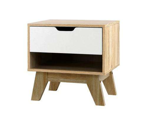 Bedside Table White Wooden Artiss