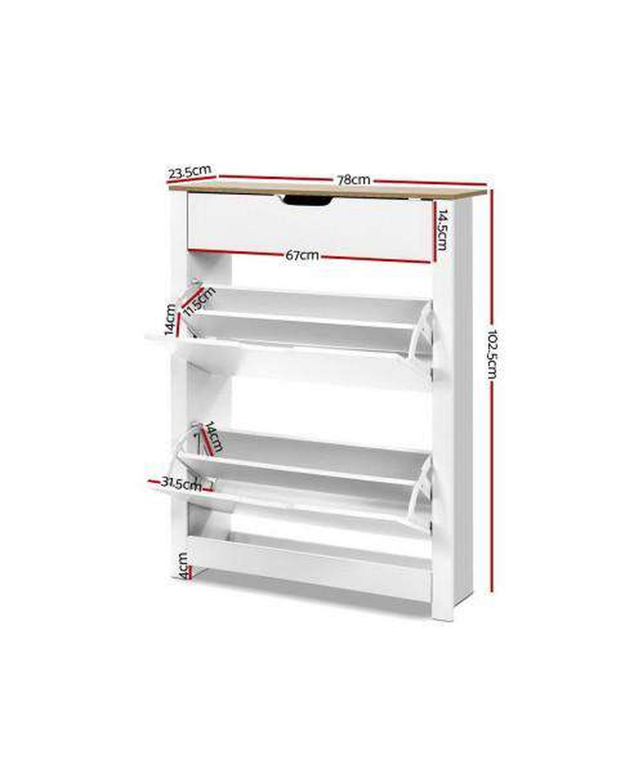 Shoe Cabinet Rack Storage Organiser Cupboard Shelf Drawer 16 Pairs White Artiss
