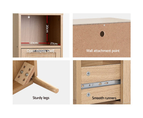 3 Chest of Drawers Rattan Furniture Cabinet Storage Side End Table Shelf Artiss