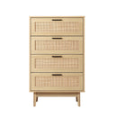 Artiss 4 Chest of Drawers Rattan Tallboy Cabinet Bedroom Clothes Storage Wood Artiss