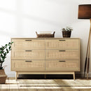 Artiss 6 Chest of Drawers Rattan Tallboy Cabinet Bedroom Clothes Storage Wood Artiss