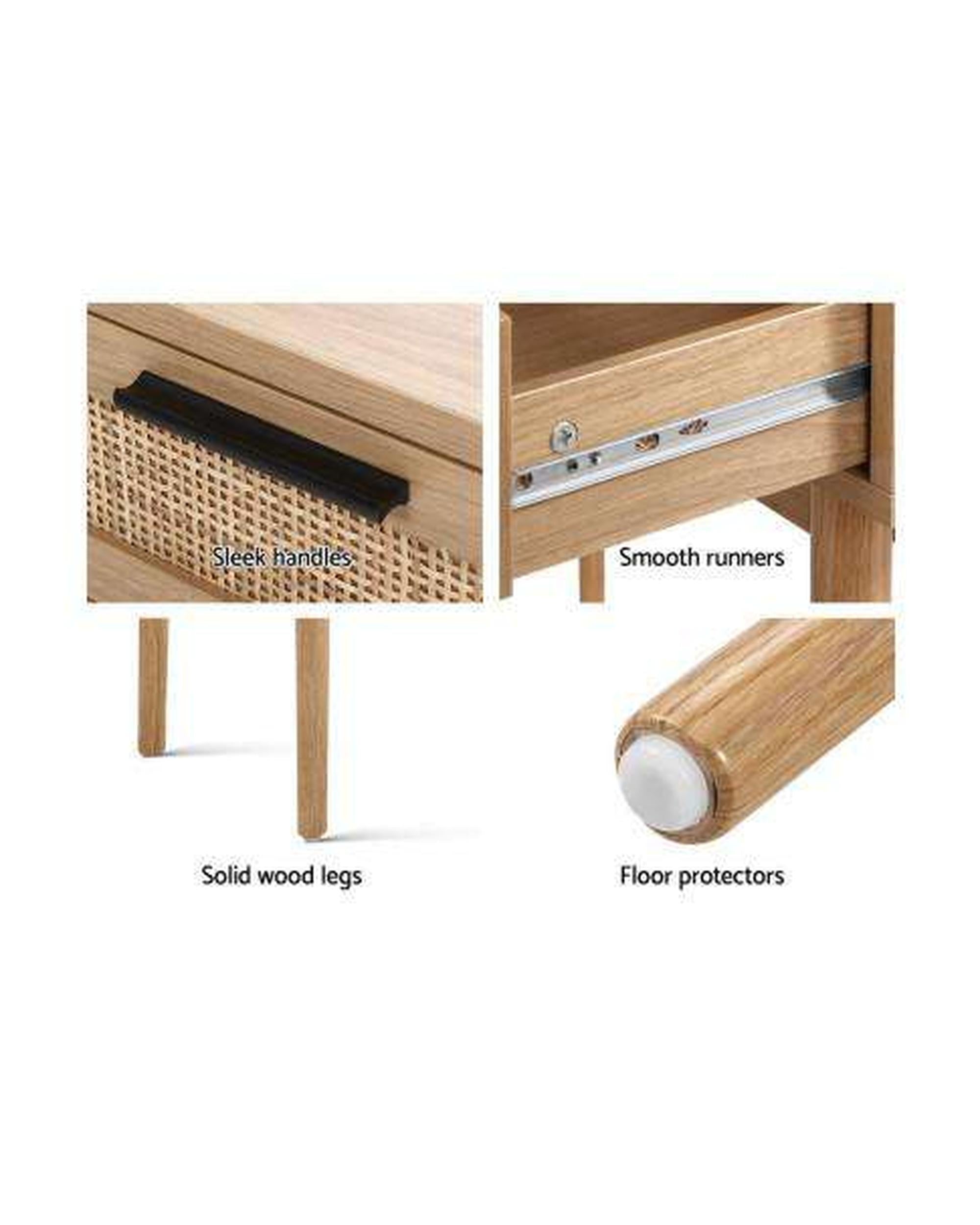 Rattan Console Table Drawer Storage Hallway Tables Drawers Artiss
