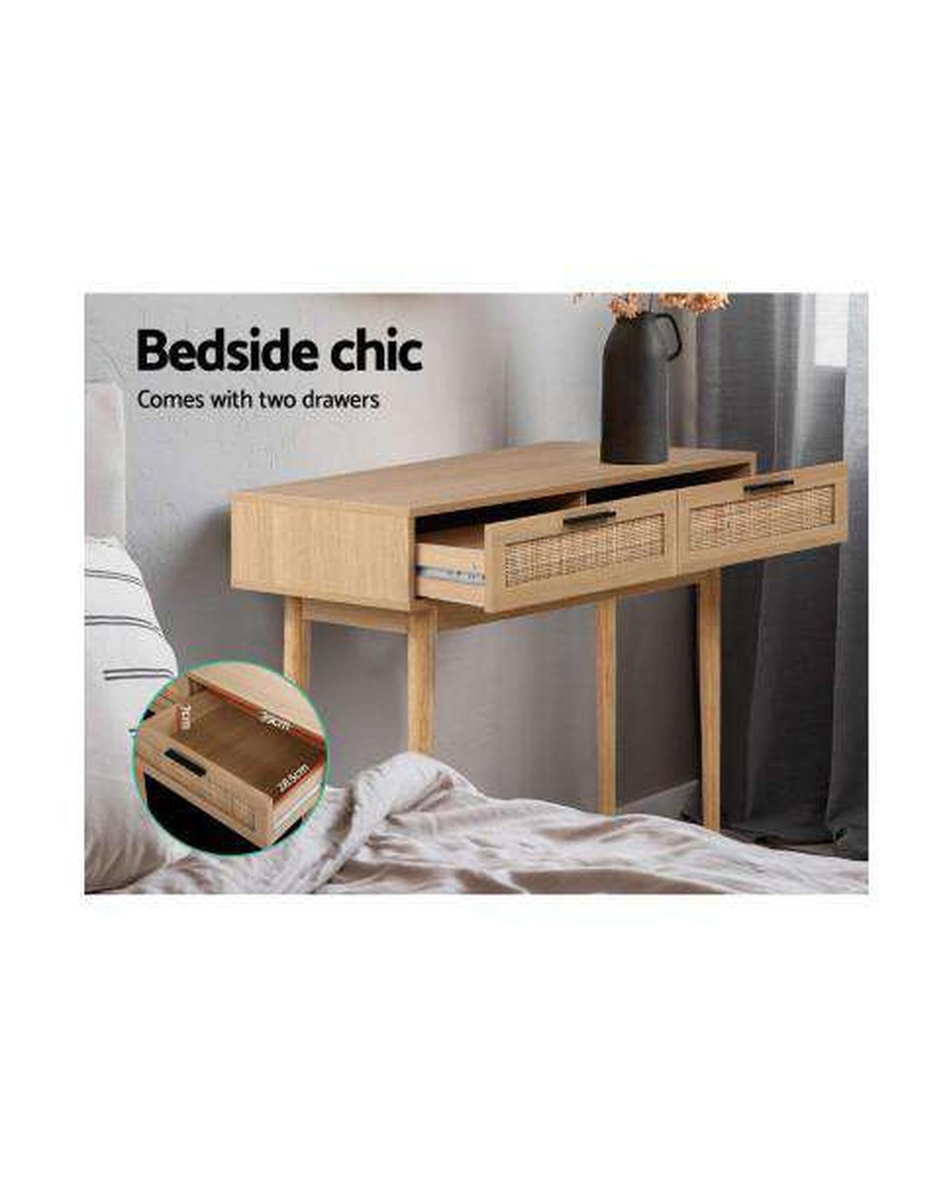 Rattan Console Table Drawer Storage Hallway Tables Drawers Artiss