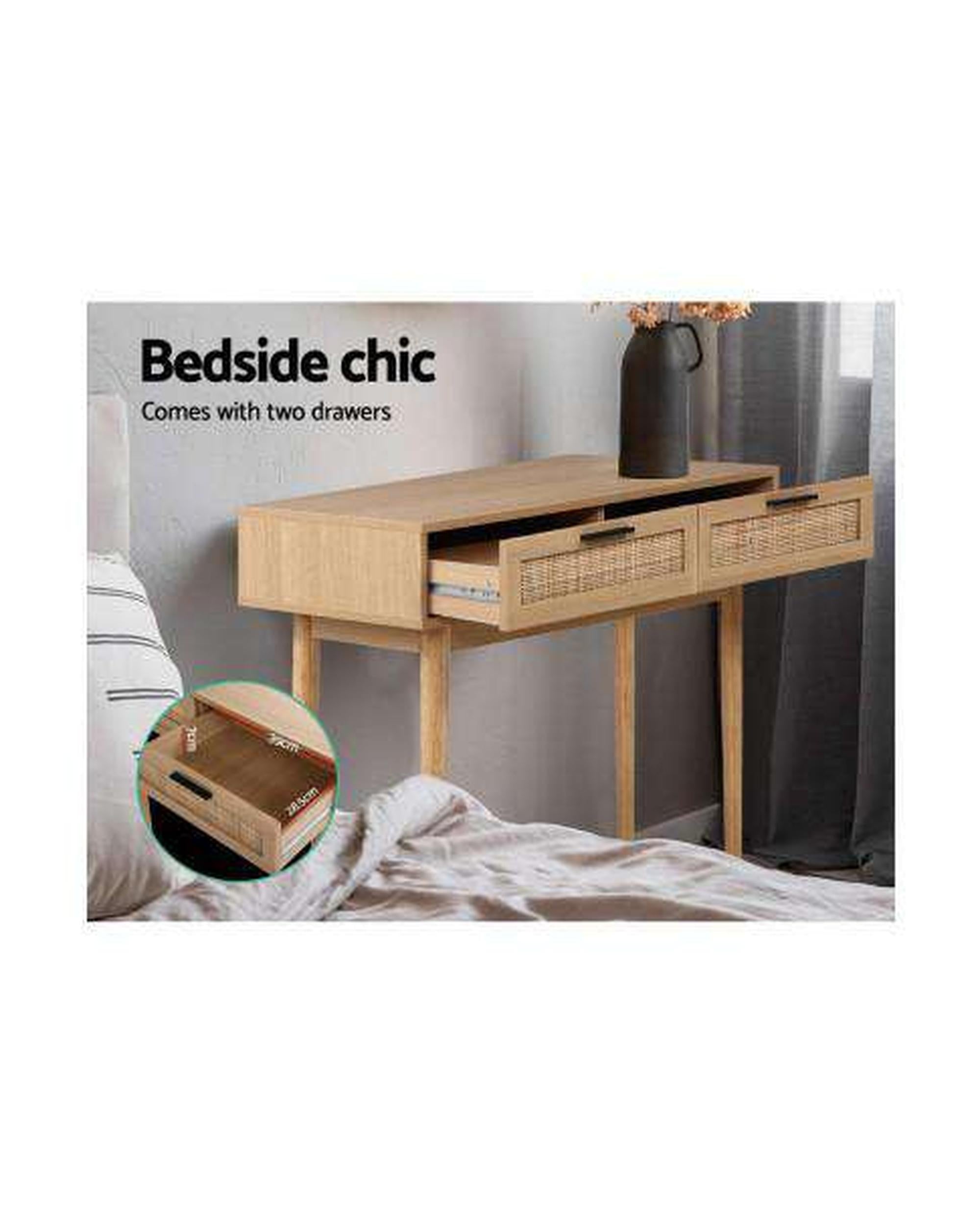 Rattan Console Table Drawer Storage Hallway Tables Drawers Artiss