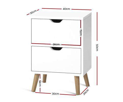 Bedside Tables Drawers Side Table Nightstand White Storage Cabinet Wood Artiss