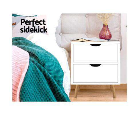 Bedside Tables Drawers Side Table Nightstand White Storage Cabinet Wood Artiss