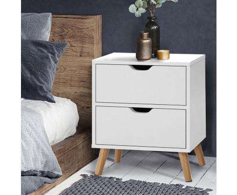 Bedside Tables Drawers Side Table Nightstand White Storage Cabinet Wood Artiss