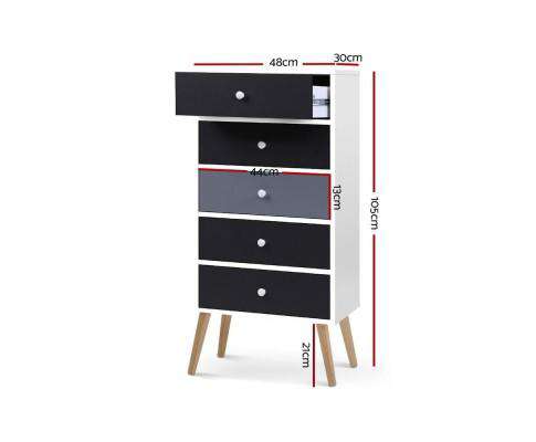 Five Chest of Drawers - Black Artiss