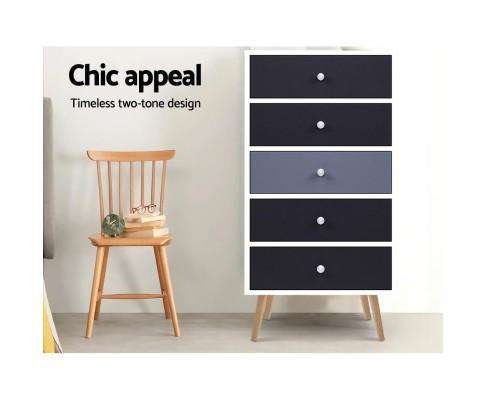 Five Chest of Drawers - Black Artiss