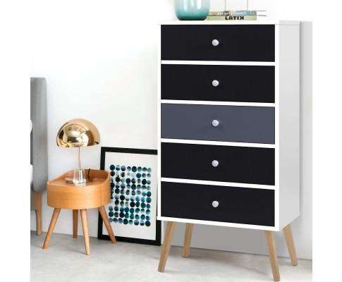 Five Chest of Drawers - Black Artiss
