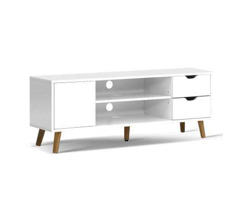 TV Cabinet Entertainment Unit Stand Wooden Scandinavian 120cm White Artiss
