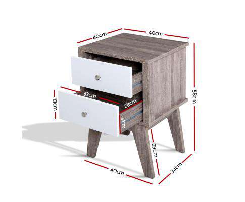 Bedside Tables Drawers Side Table Nightstand Storage Cabinet Wood Artiss