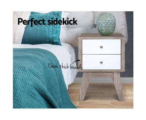 Bedside Tables Drawers Side Table Nightstand Storage Cabinet Wood Artiss