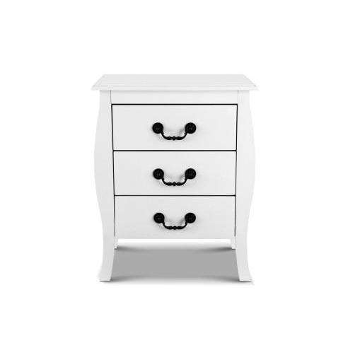 White Bedside Tables 3 drawers Artiss