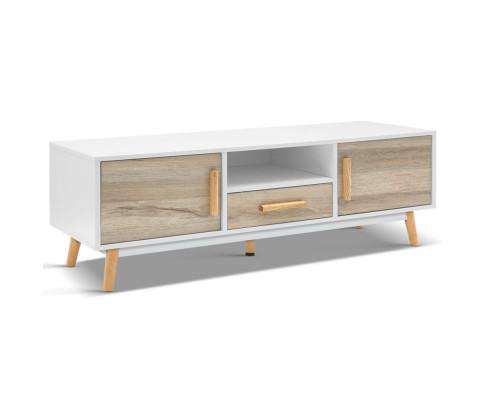Wooden Entertainment Unit - White & Wood Artiss