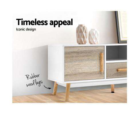 Wooden Entertainment Unit - White & Wood Artiss