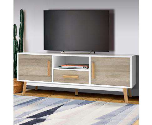 Wooden Entertainment Unit - White & Wood Artiss