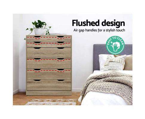 Six Chest of Drawers Neat Oak Artiss