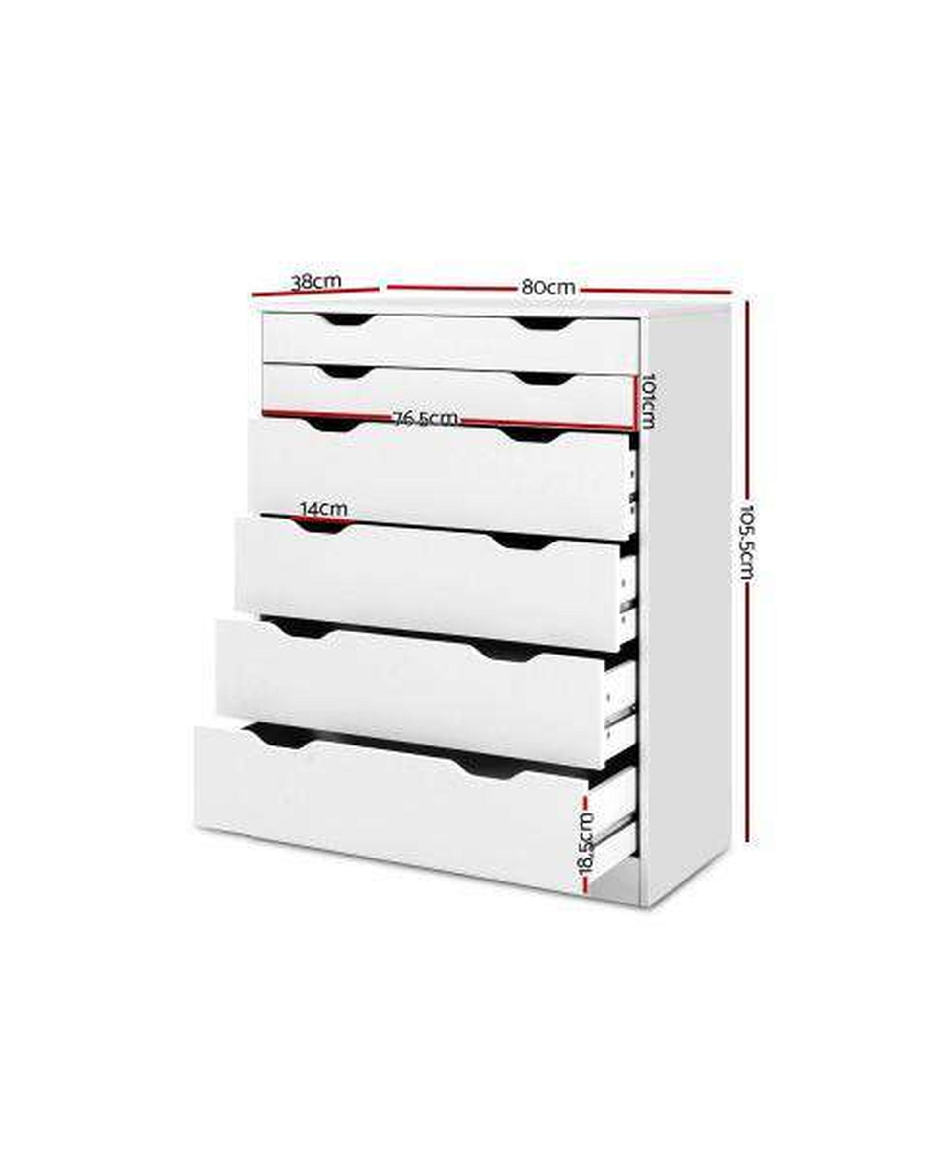 Six Chest of Drawers Neat White Artiss