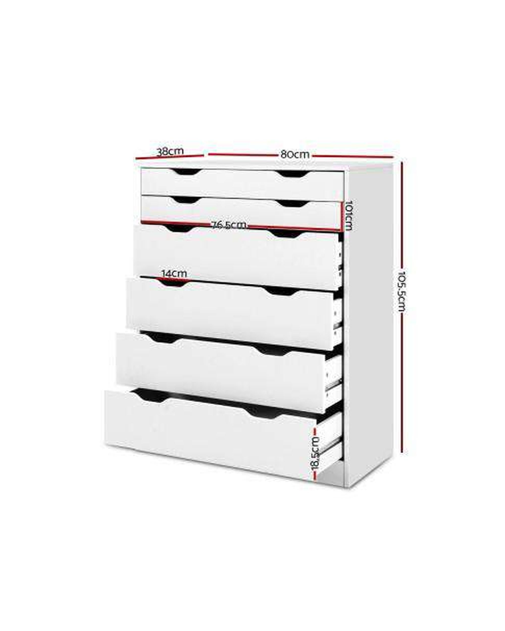 Six Chest of Drawers Neat White Artiss