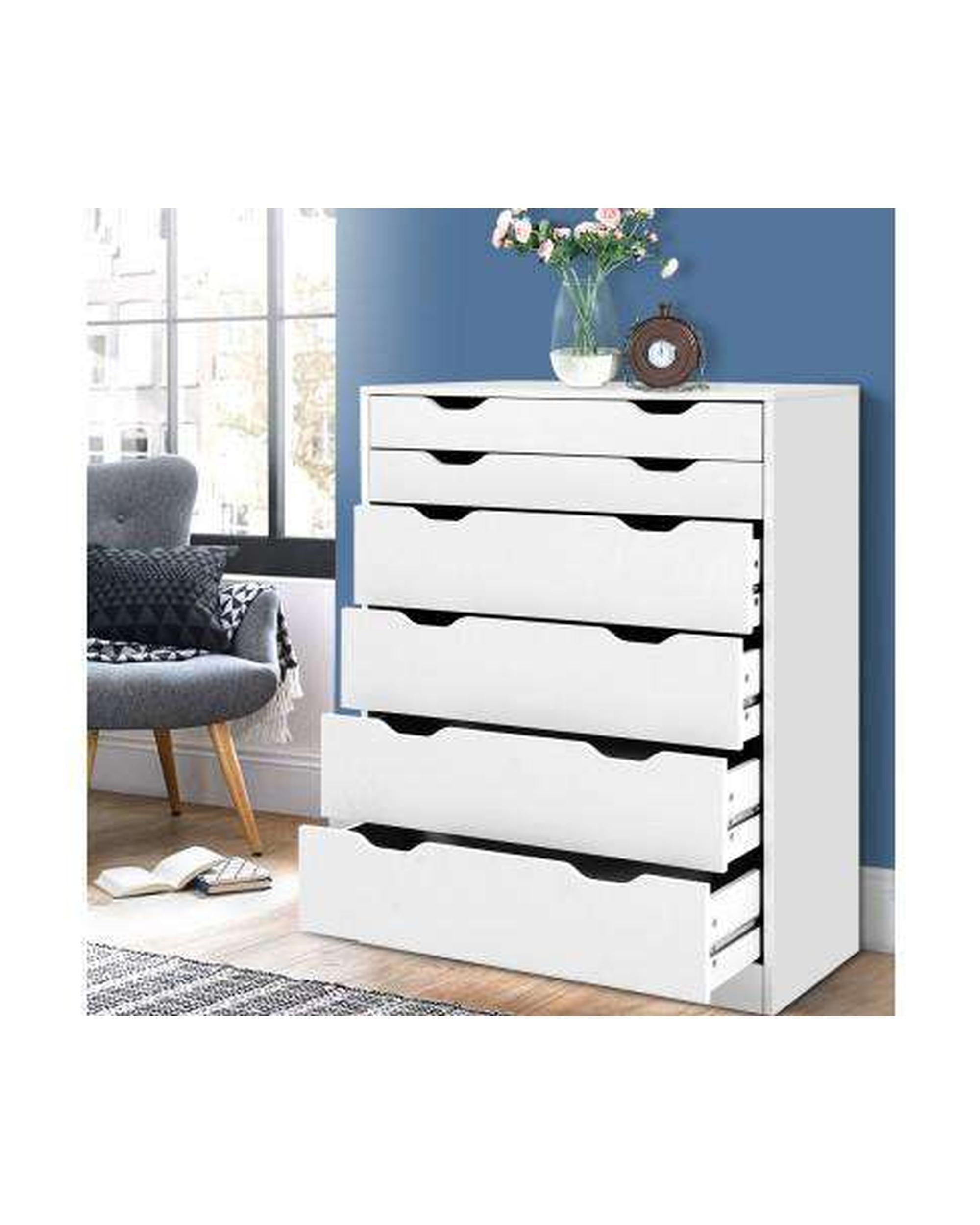 Six Chest of Drawers Neat White Artiss