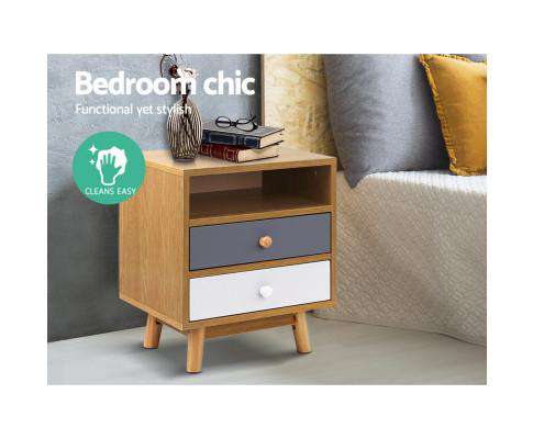 Wooden Beside Table Artiss