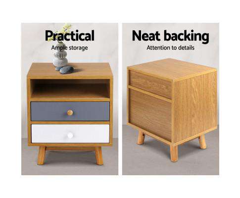 Wooden Beside Table Artiss