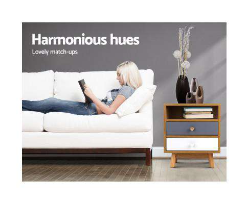 Wooden Beside Table Artiss