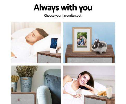 Bedside Table with Drawer - Grey & Walnut Artiss