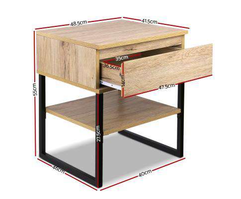 Chest Style Metal Bedside Table Artiss