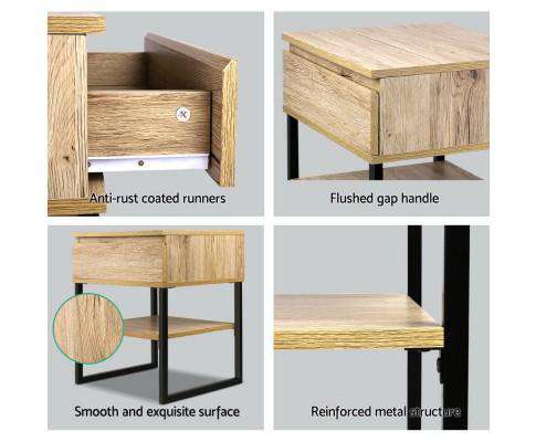 Chest Style Metal Bedside Table Artiss