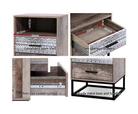 Bedside Tables Wood Designer Artiss